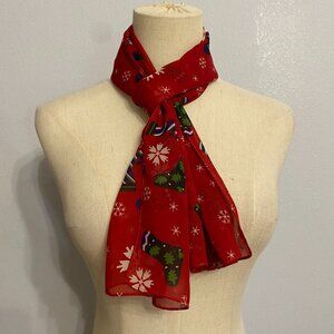 Christmas Scarf with Stocking Illustrations